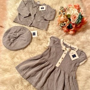 Janie and Jack - 3 to 6 Month silver Holiday Dress Set